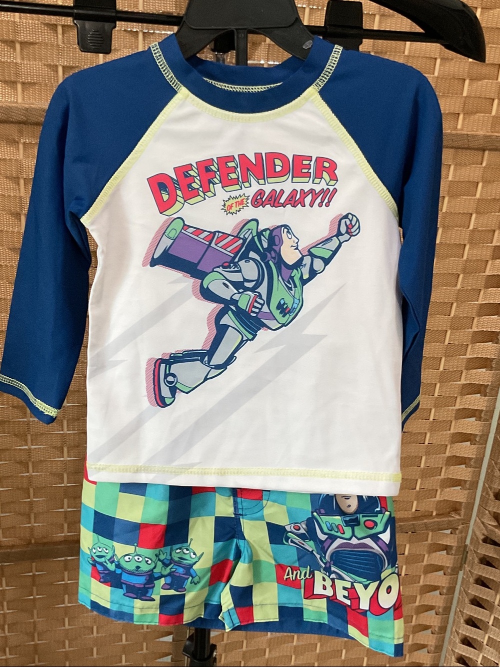 Disney Toy Story 'Defender Galaxy' Kids Rash Guard and Swim Trunk Set